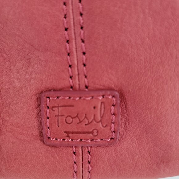 👜 Fossil Leather Pleated Mini Clutch / Crossbody – Rose Pink – Excellent - Picture 5 of 10